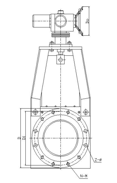 電動(dòng)法蘭式無隙閘閥結(jié)構(gòu)示意圖